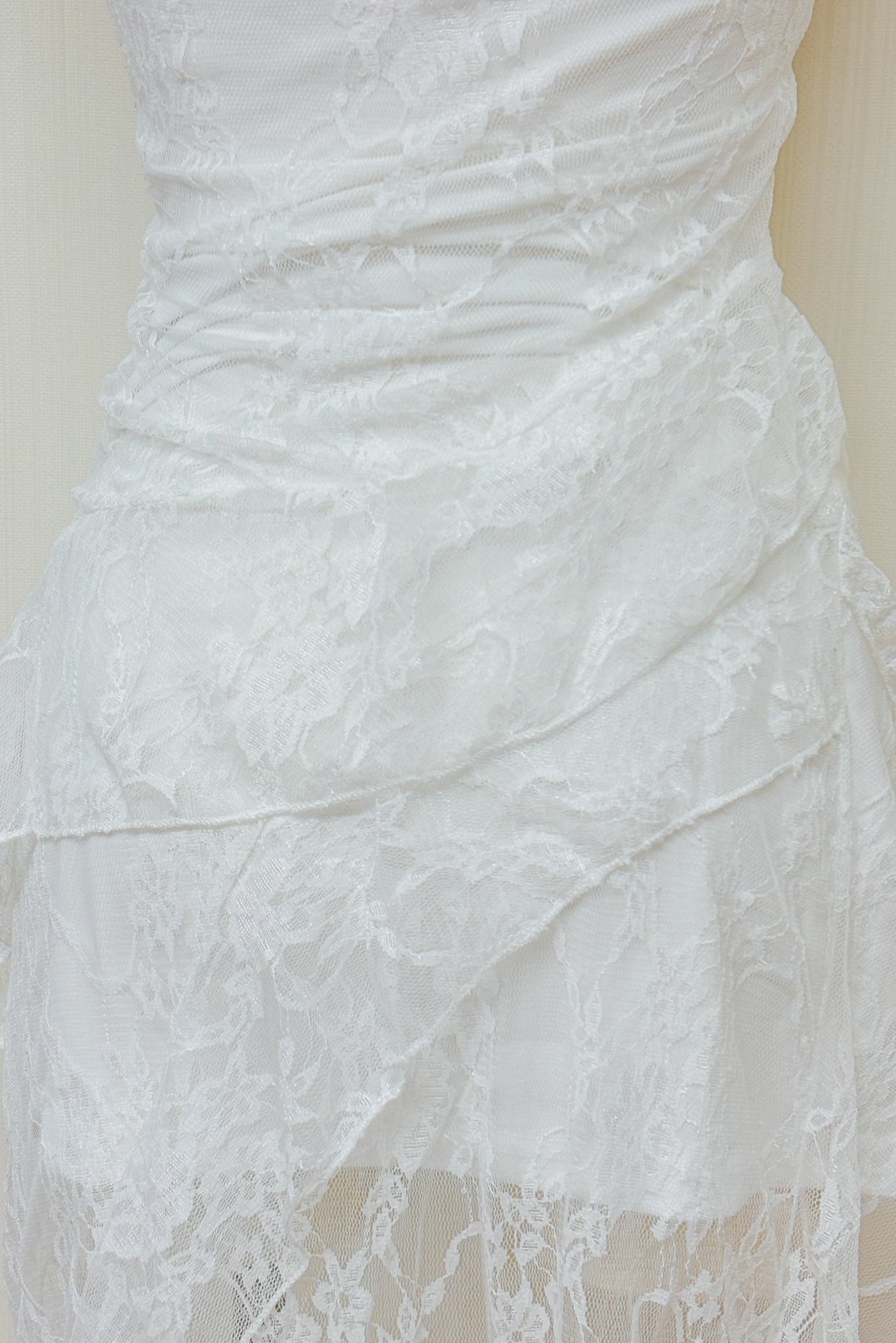 Sarah padded lace longline top/ dress (White)