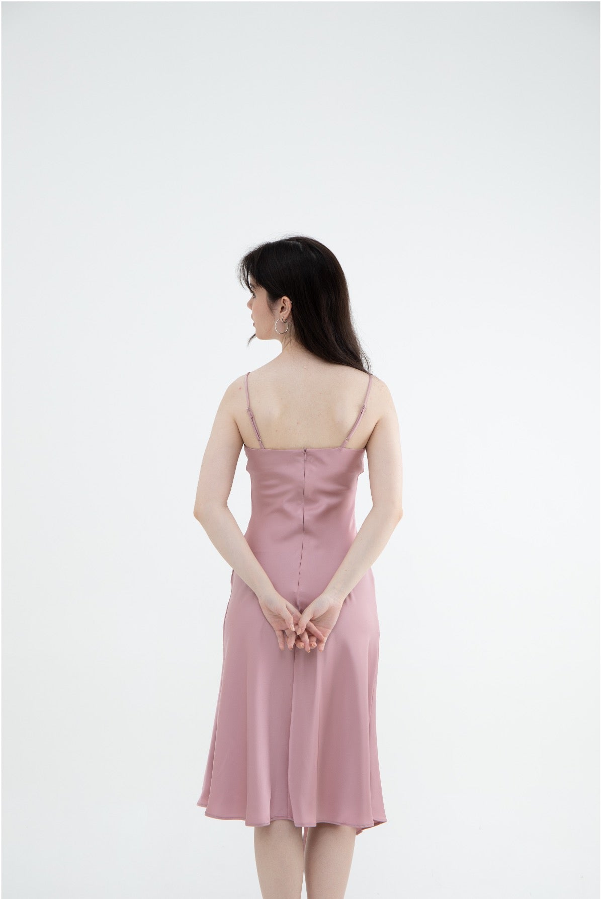 Ariel Cowl Neck Sleeveless Satin Midi (Silver Sage/ Lavender/ Black/ Pink)