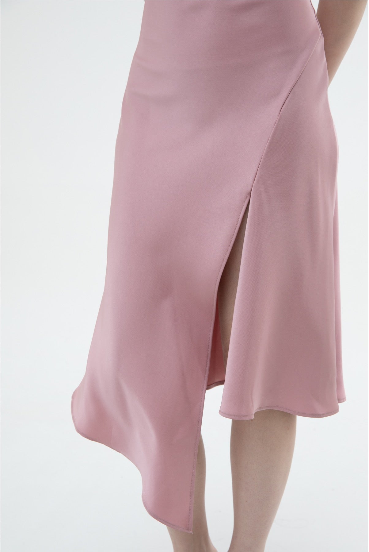 Ariel Cowl Neck Sleeveless Satin Midi (Silver Sage/ Lavender/ Black/ Pink)