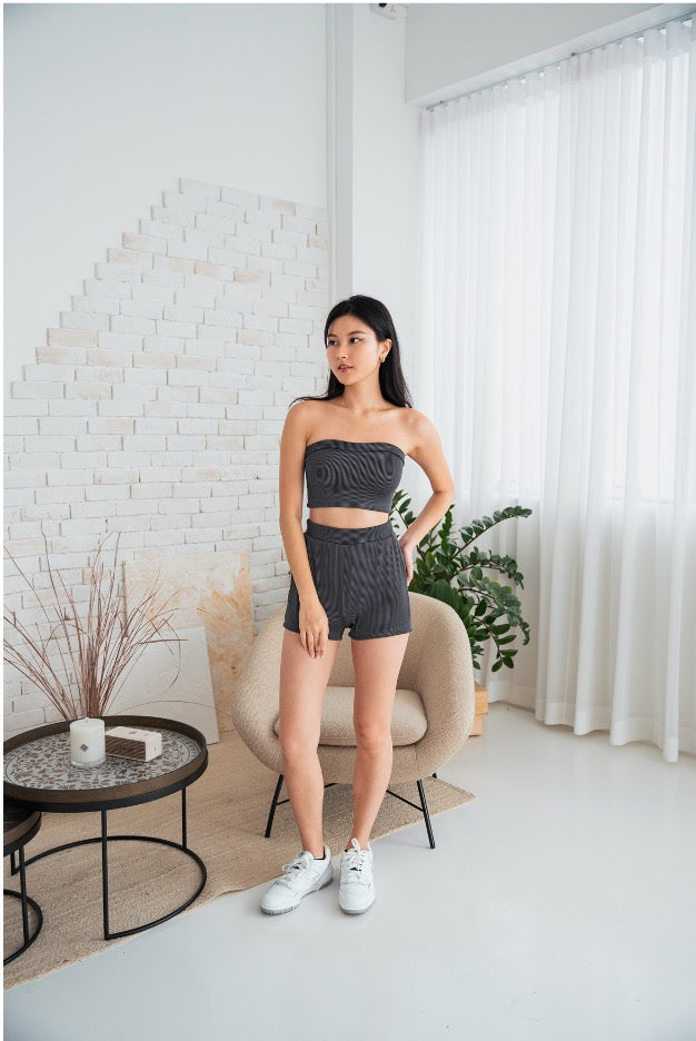 Streetwear Double Coloured Ribbed Co-ord Set (Brown / Black)