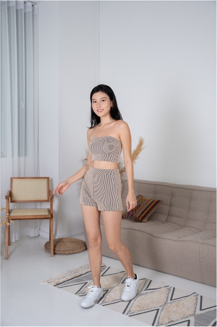 Streetwear Double Coloured Ribbed Co-ord Set (Brown / Black)