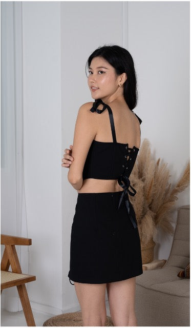 Bel corset ribbon top (Black)