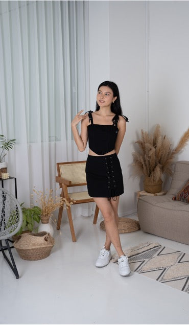 Bel corset ribbon top (Black)