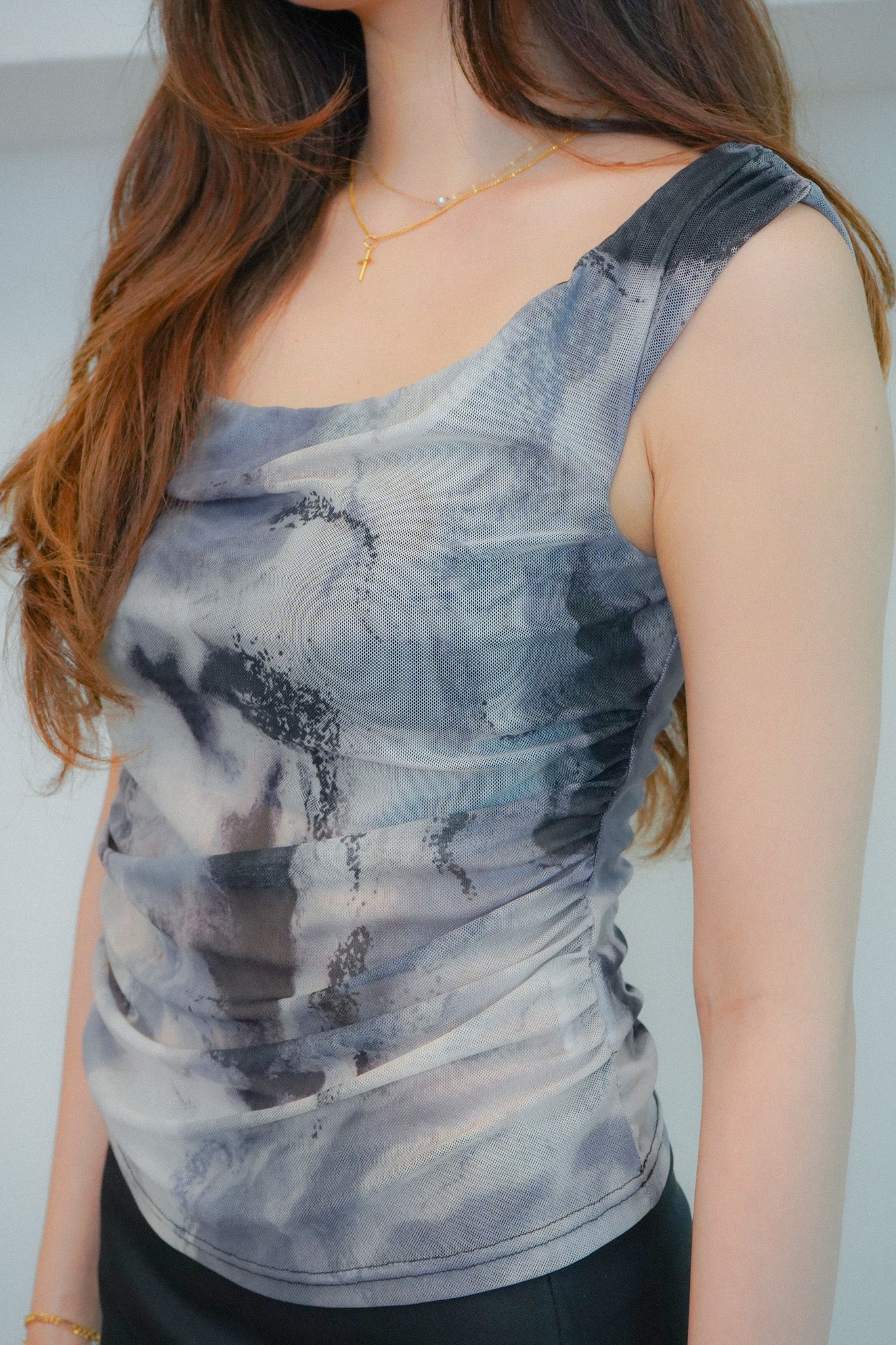 Reign Padded Mesh Off-shoulder Top