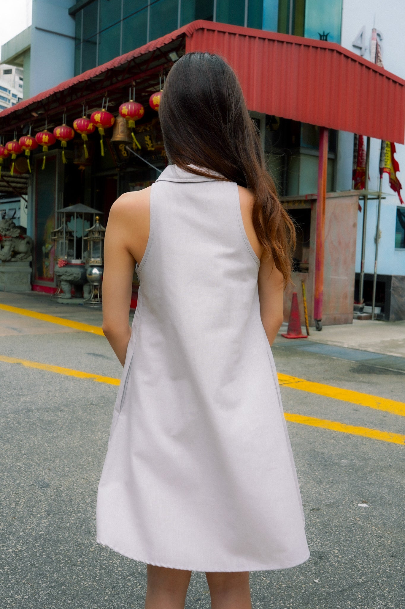 Kimi Peter Pan Collar Dress with Keyhole (Dusty Lilac)