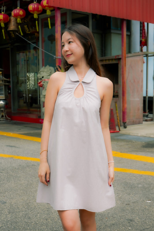 Kimi Peter Pan Collar Dress with Keyhole (Dusty Lilac)