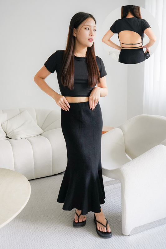 Minnie Black Backless top (with adjustable back strap)