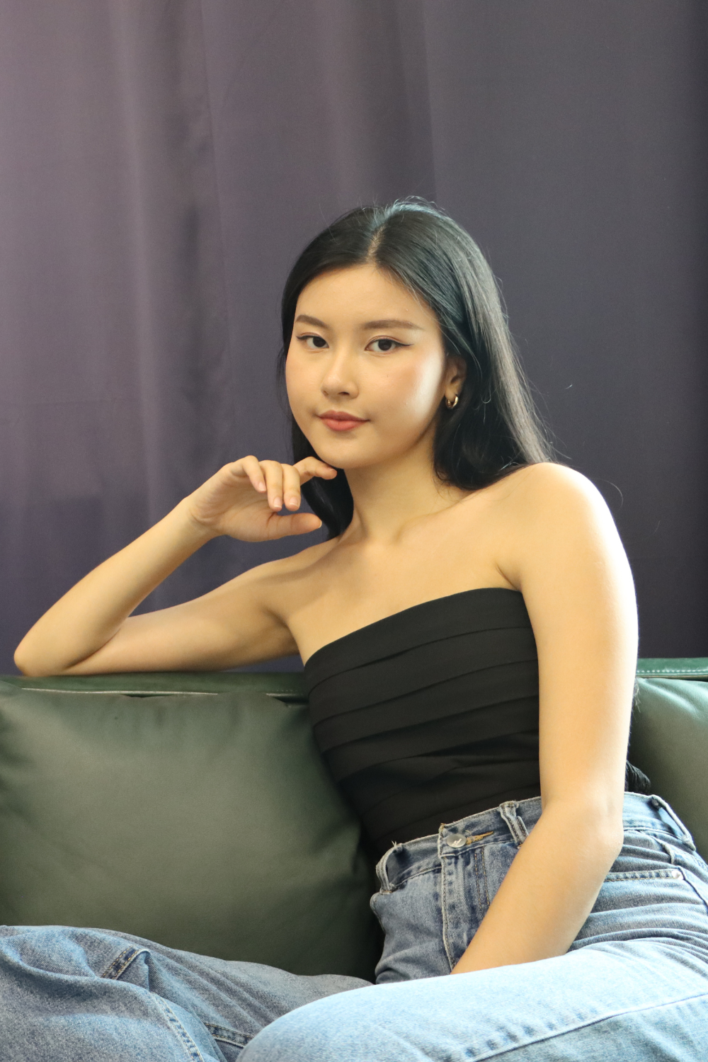 Pleated Smocked Tube Top (Black / Off White)