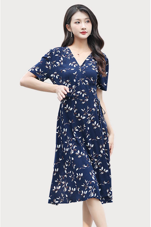 Blue Color Full Wrap Dress