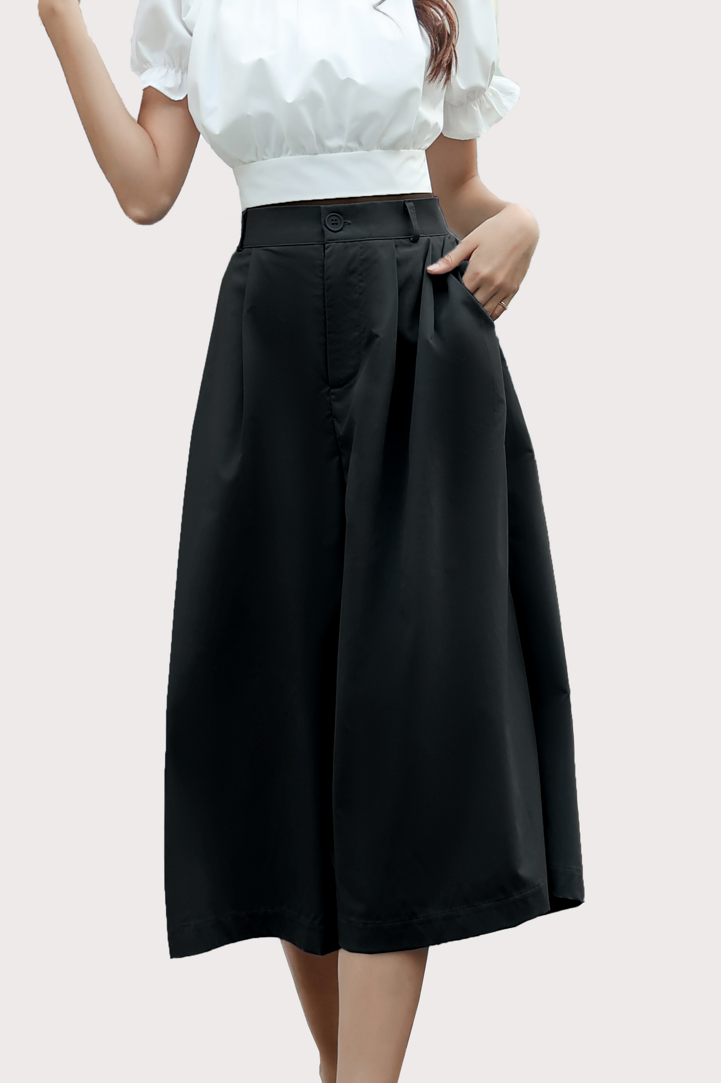 Basic Wide Leg Cropped Pants