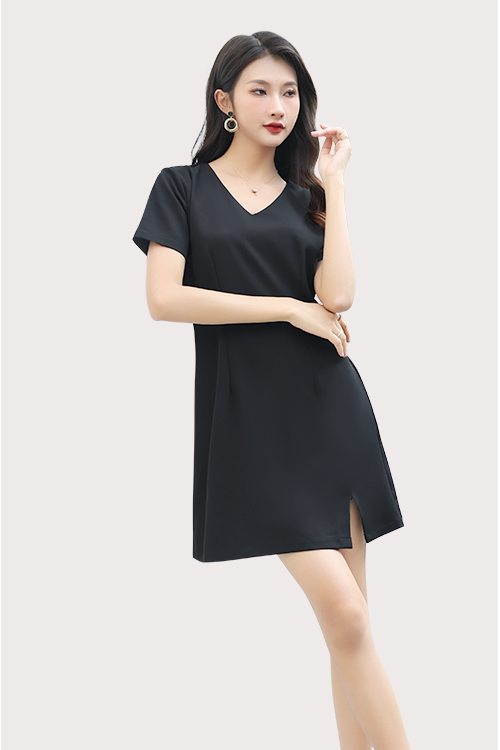 Grace V-neck Black Dress
