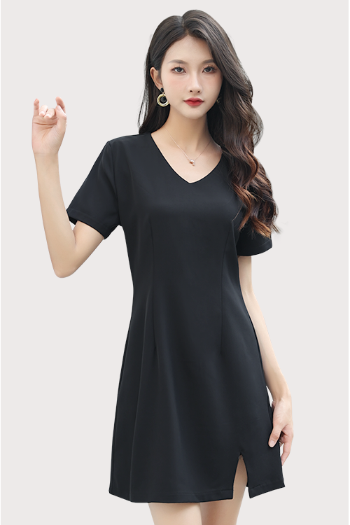 Grace V-neck Black Dress