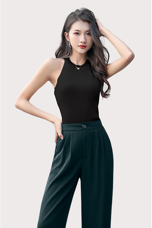 Halter Neck Ribbed Top