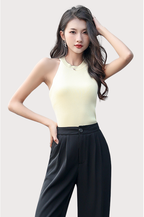Halter Neck Ribbed Top