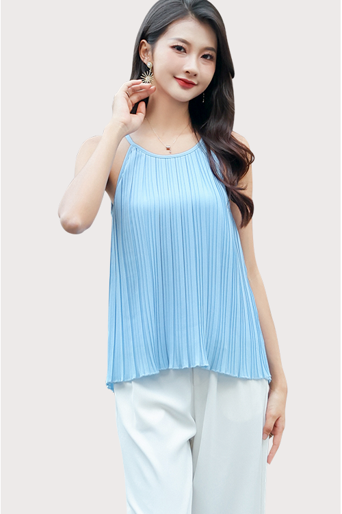 Halter Pleated Sleeveless Top