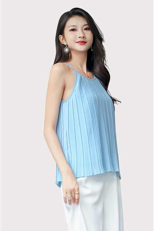 Halter Pleated Sleeveless Top