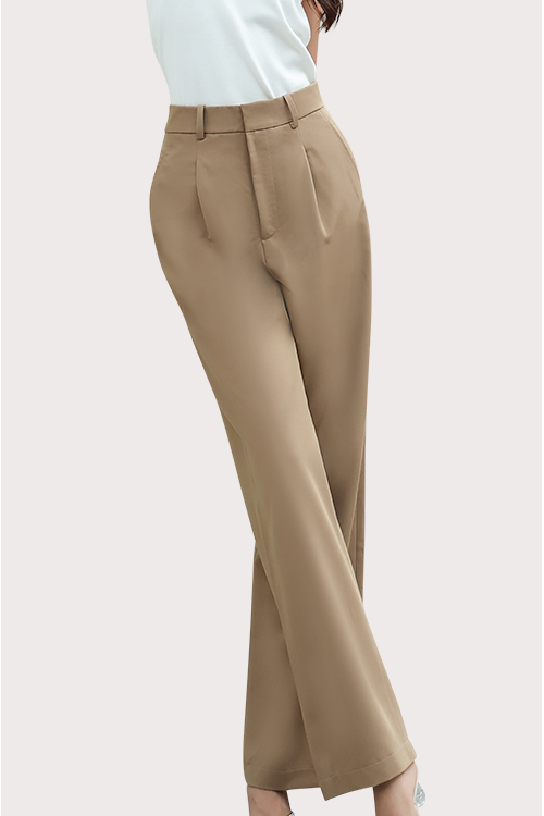 High Waisted Straight Cut Golden Brown Pants