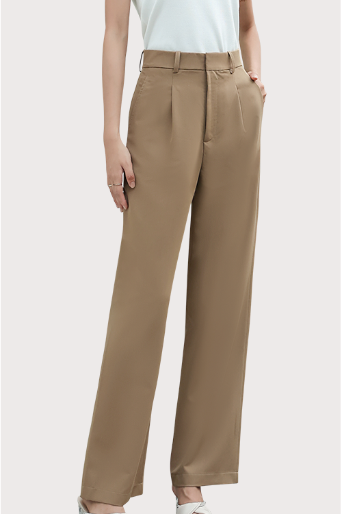 High Waisted Straight Cut Golden Brown Pants