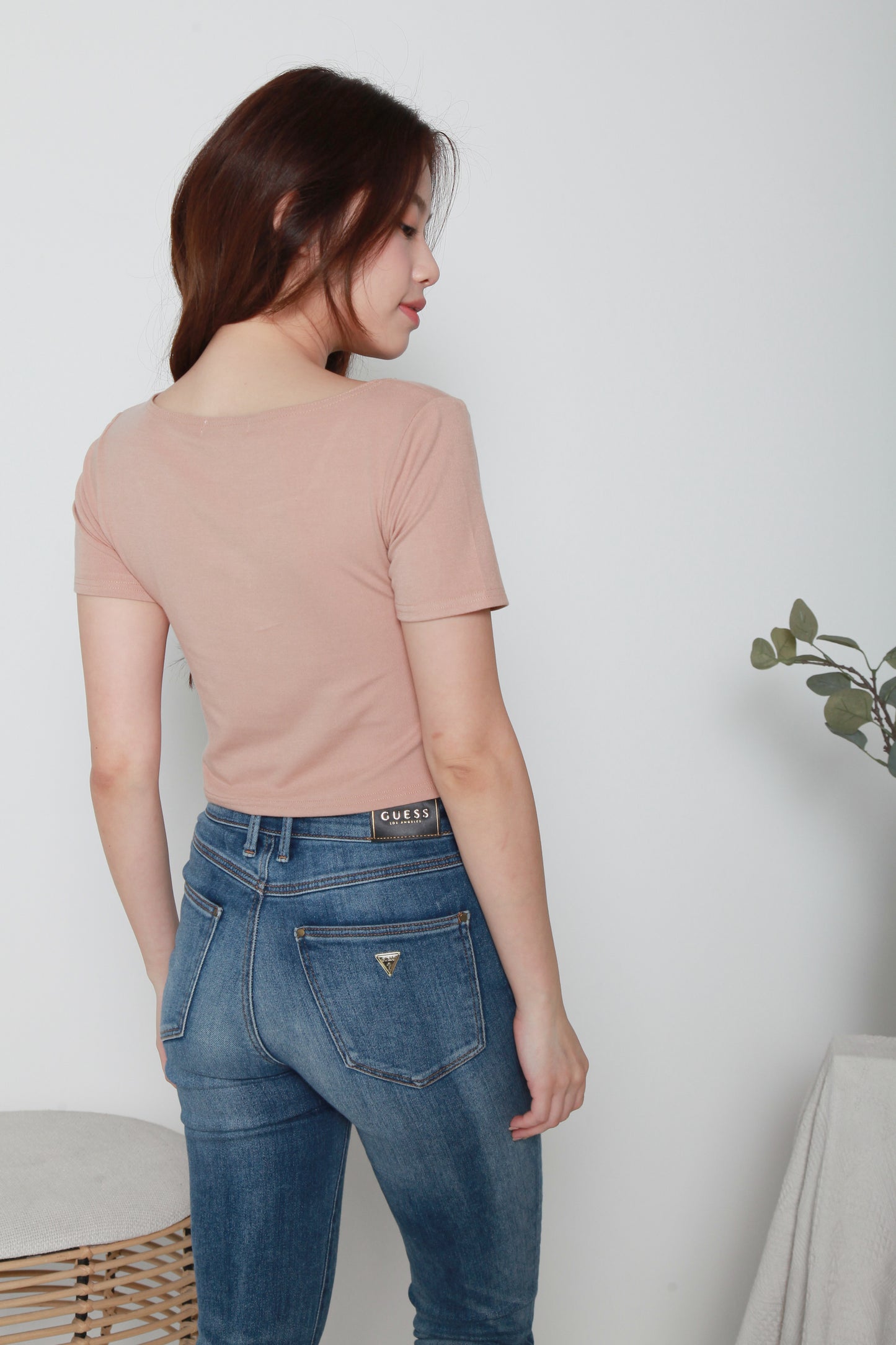 round neck basic crop tee