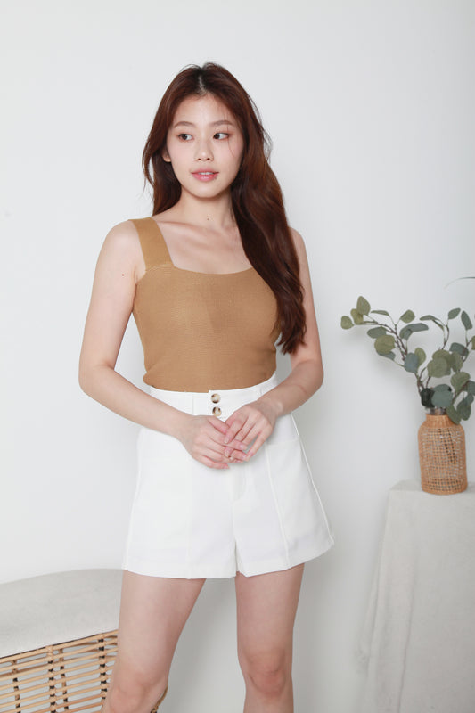 Basic Square Neck Ribbed Top with Thick Straps