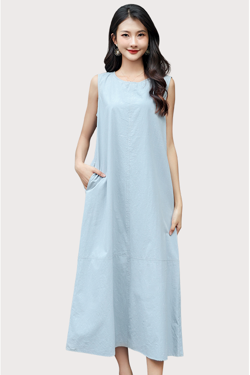 Serene Light Denim Blue Maxi Dress