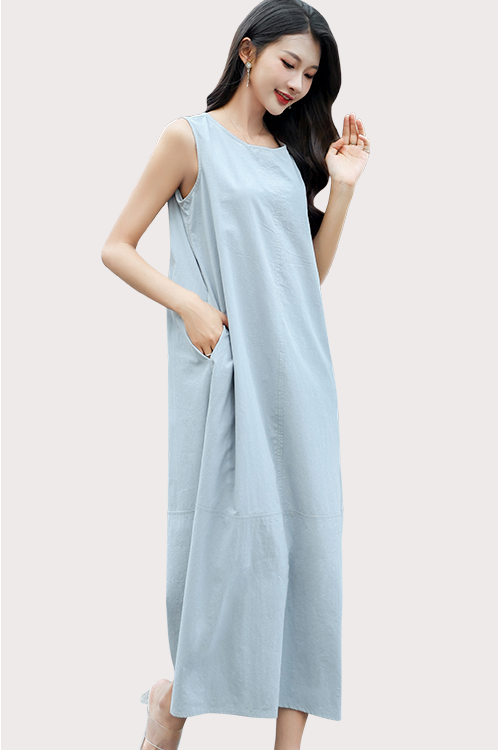 Serene Light Denim Blue Maxi Dress