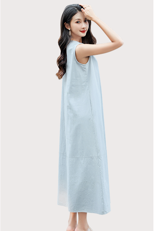 Serene Light Denim Blue Maxi Dress