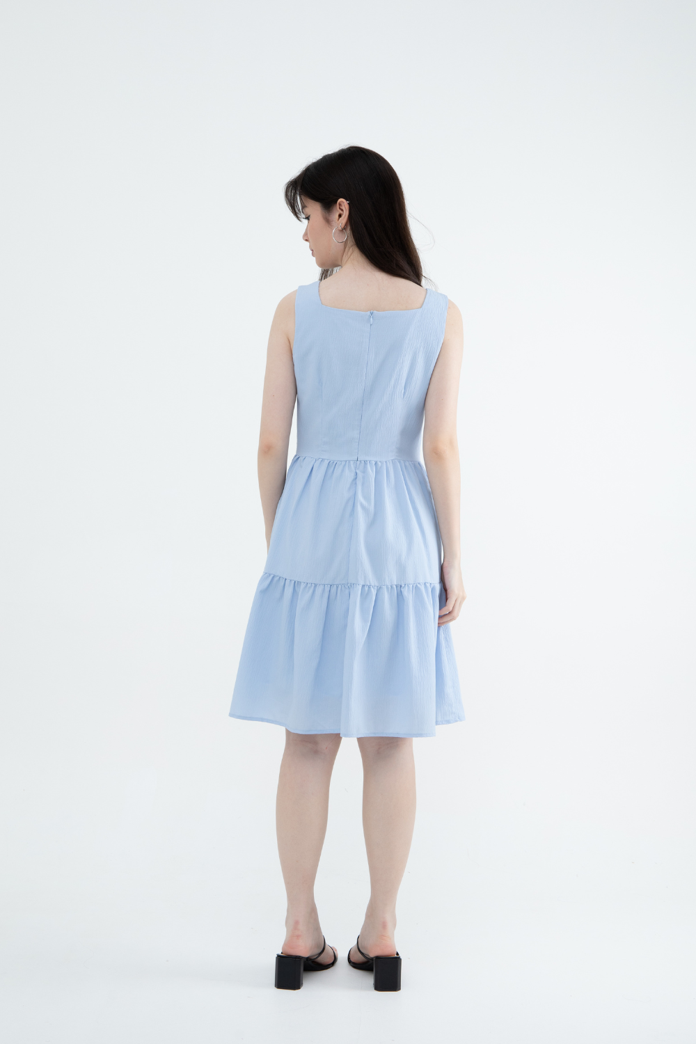 Darling Square Neck Sleeveless Ruffle Dress
