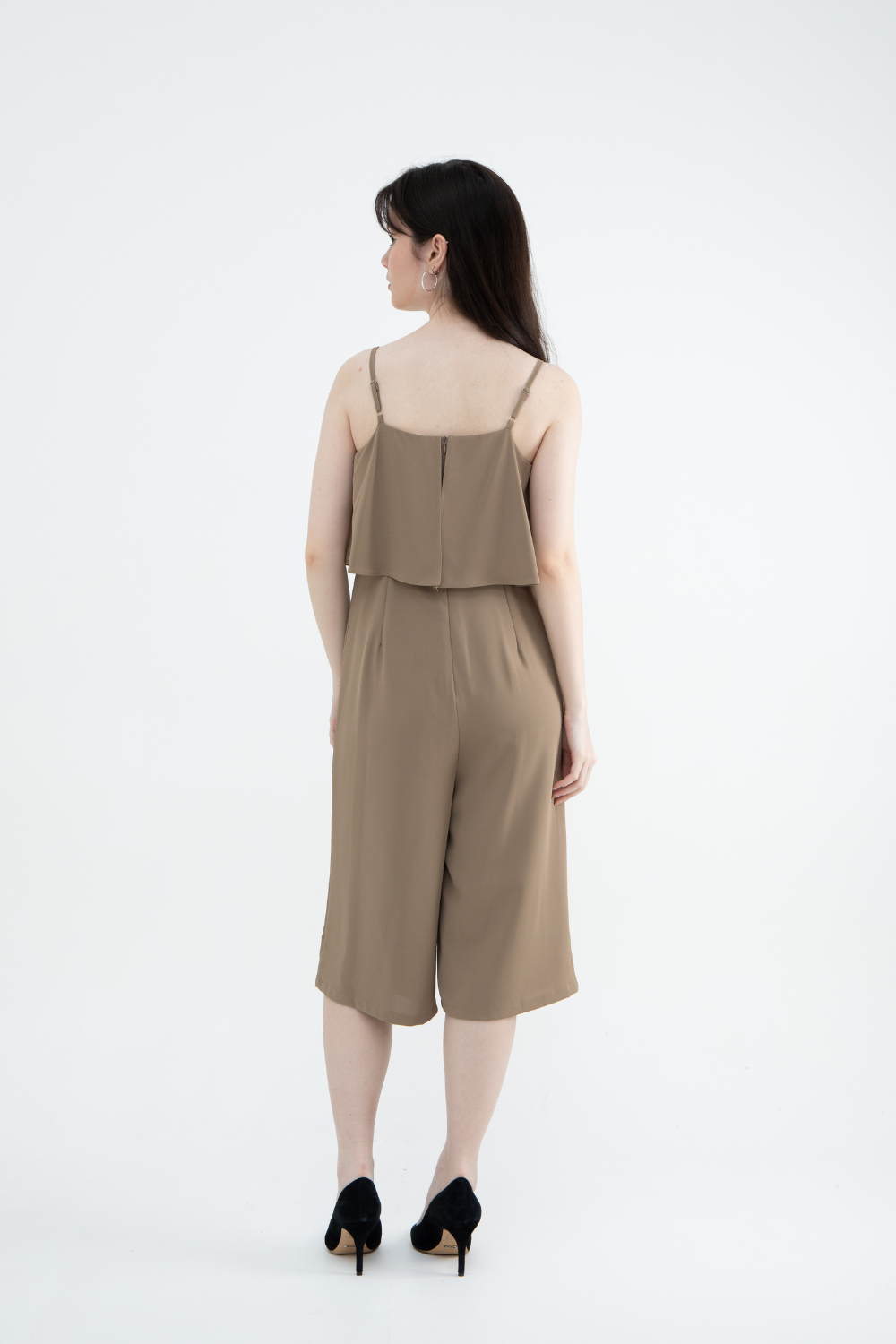 Sleeveless Tiered Jumpsuit (Maroon / Tortilla Brown)
