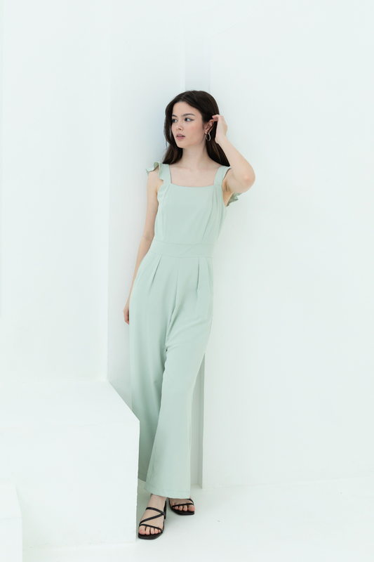 Lovely Flutter Straps Square Neck Jumpsuit