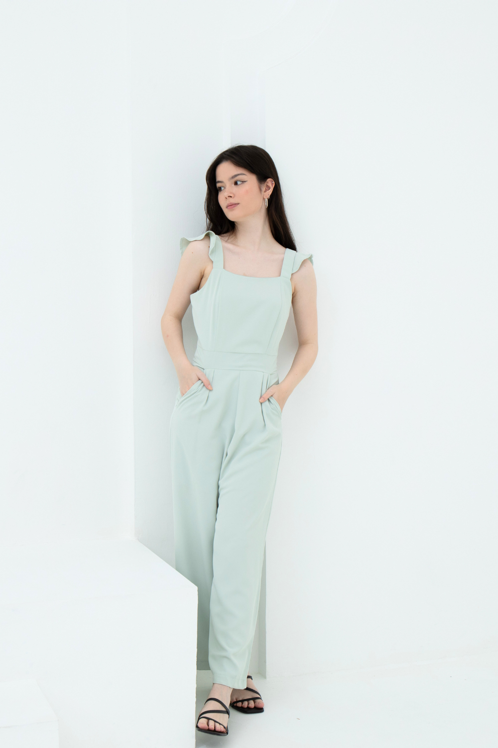 Lovely Flutter Straps Square Neck Jumpsuit