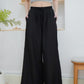 Junia Wide Leg Elastic Waistband Pants (Black)