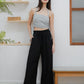 Junia Wide Leg Elastic Waistband Pants (Black)