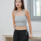 Poppy Padded Halterneck Top with Side Ruching (Heather grey)