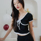 Colette Ribbon Ringer Tee (Black & White)