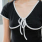 Colette Ribbon Ringer Tee (Black & White)