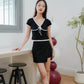 Colette Ribbon Ringer Tee (Black & White)