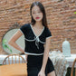 Colette Ribbon Ringer Tee (Black & White)