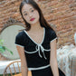 Colette Ribbon Ringer Tee (Black & White)