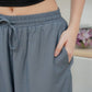 Junia Wide Leg Elastic Waistband Pants (Gunmetal)