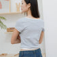 Colette Ribbon Ringer Tee (Greyish Blue & White)