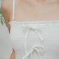 Amelie Smocked Ribbon Top with Detachable Straps (White)