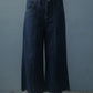 Mina Dark Denim Pintuck Wide Leg Jeans