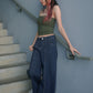 Mina Dark Denim Pintuck Wide Leg Jeans