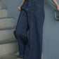 Mina Dark Denim Pintuck Wide Leg Jeans