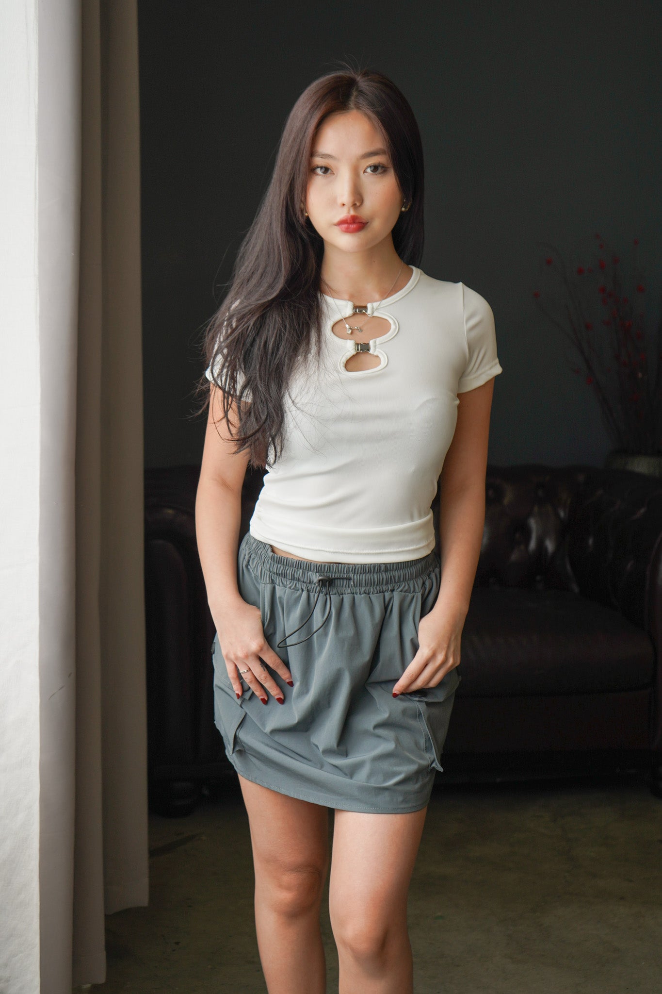 Oona Cargo Mini Skirt (Charcoal)