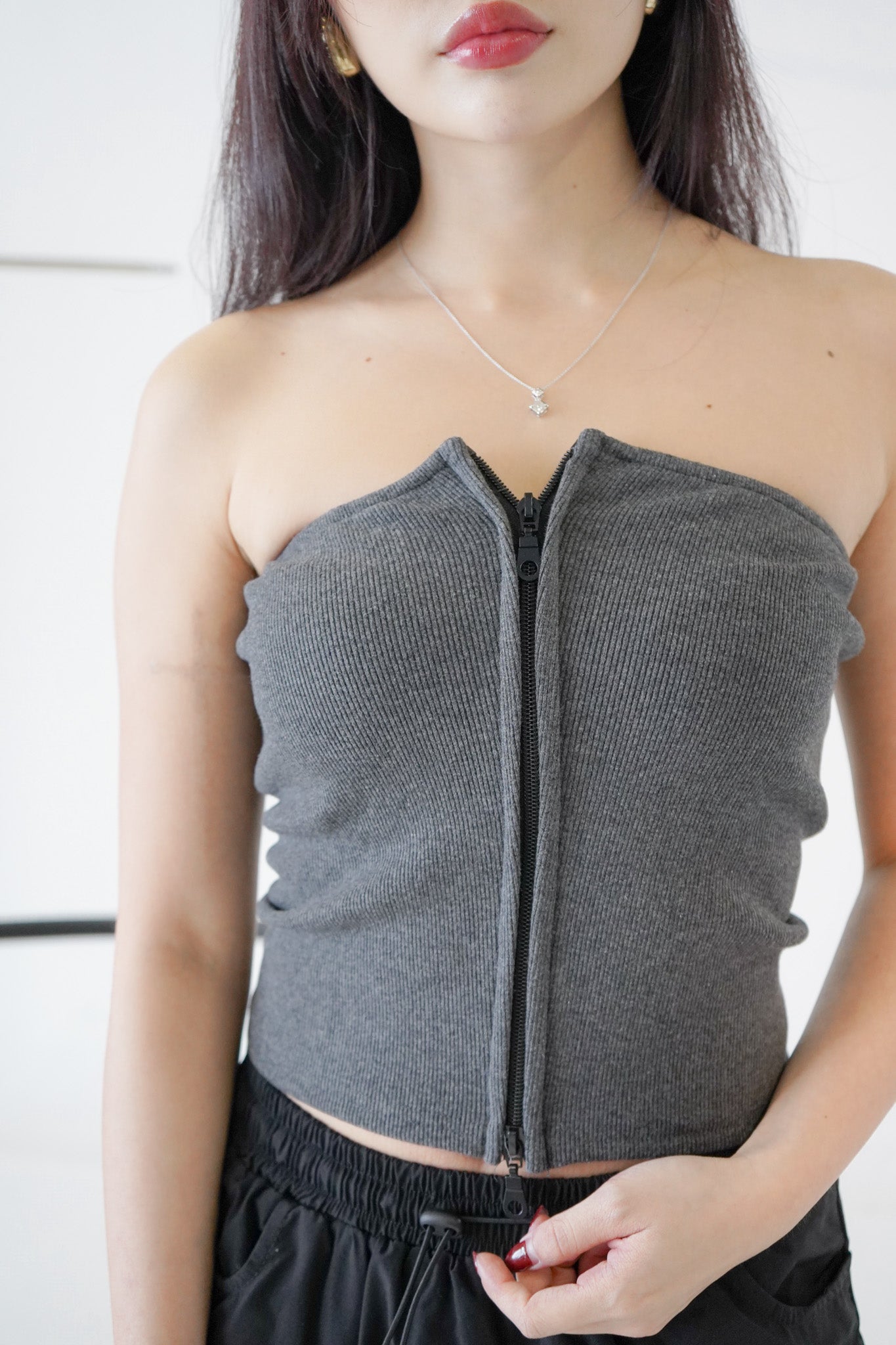 Mylah Zip Up Tube Top (Grey)