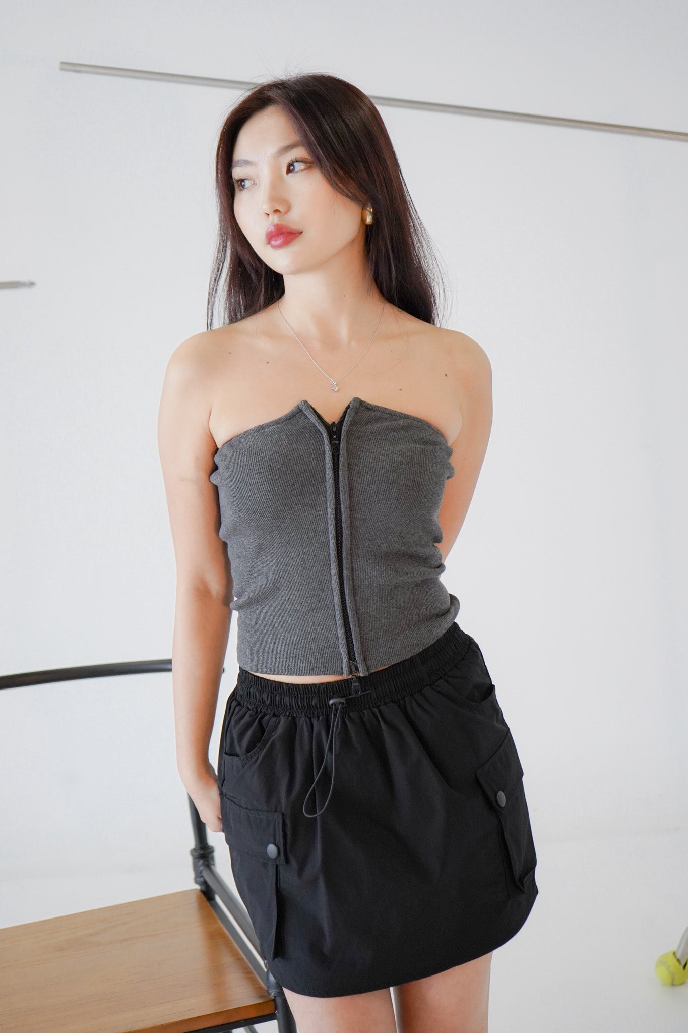 Mylah Zip Up Tube Top (Grey)