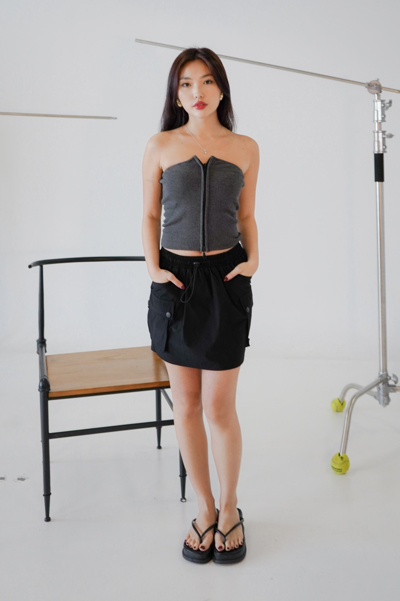 Oona Cargo Mini Skirt (Black)