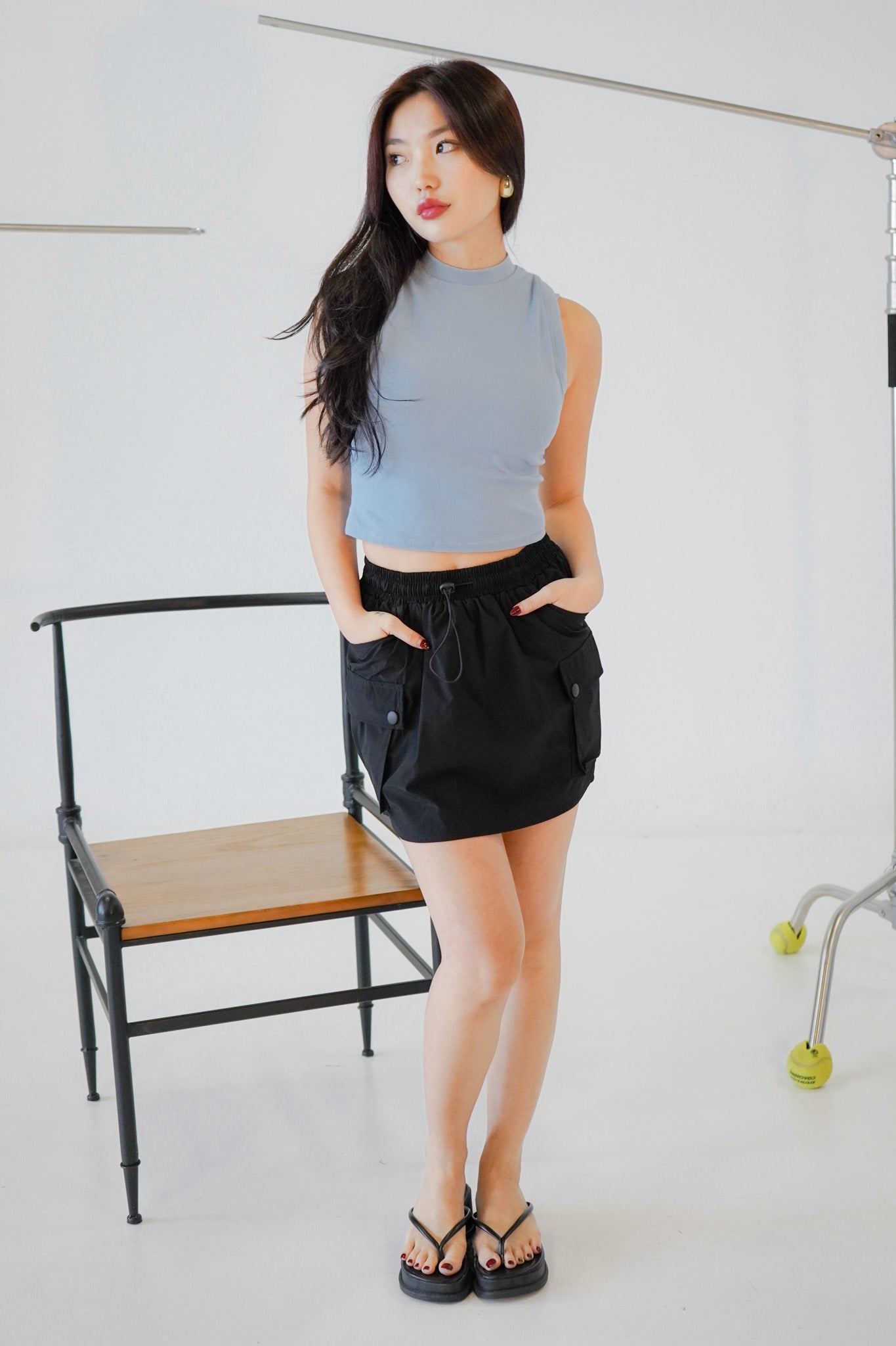 Oona Cargo Mini Skirt (Black)